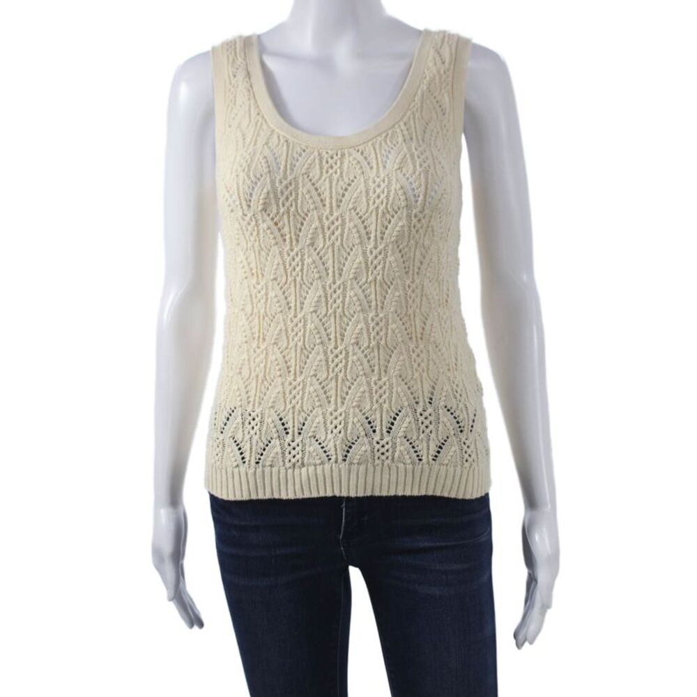 Deluc Women Ivory Scoop Neck Sleeveless Sweater Vest Size M